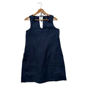 Willi Smith Dark Blue Linen Sleeveless Mini Dress